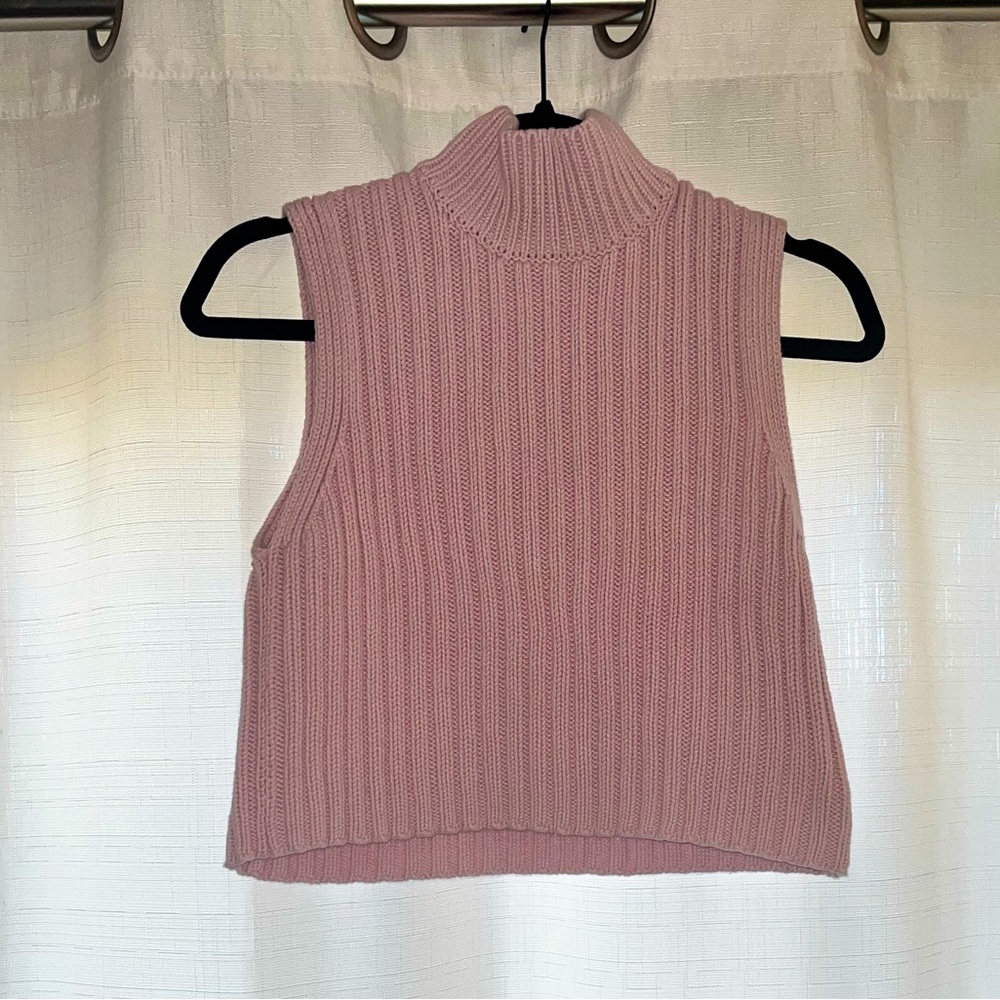 Zara Small S sweater crop tank top turtle neck pink great condition